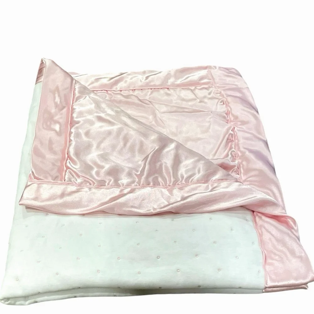 Little Me So Soft White Satin Trim Backing Baby Blanket Security Lovey